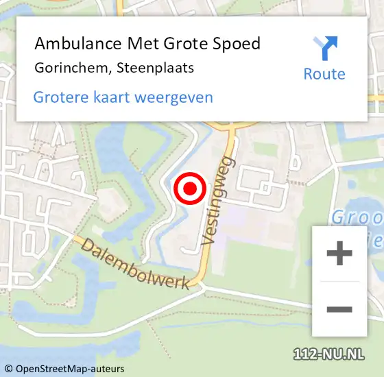 Locatie op kaart van de 112 melding: Ambulance Met Grote Spoed Naar Gorinchem, Steenplaats op 29 mei 2023 18:20