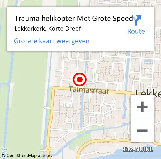 Locatie op kaart van de 112 melding: Trauma helikopter Met Grote Spoed Naar Lekkerkerk, Korte Dreef op 29 mei 2023 18:49