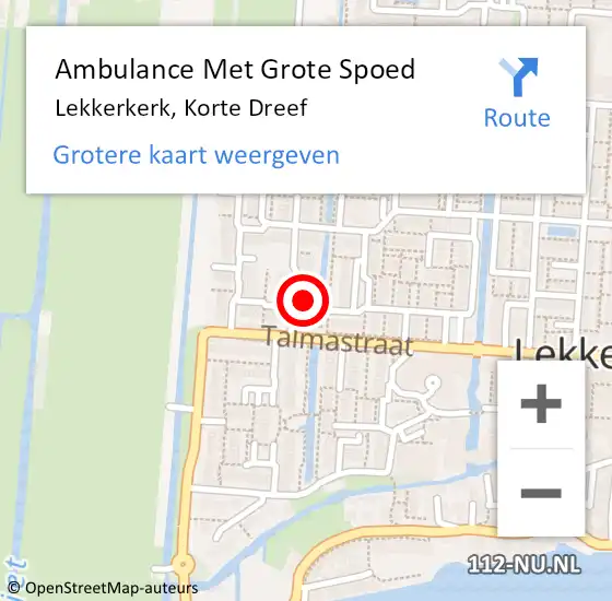 Locatie op kaart van de 112 melding: Ambulance Met Grote Spoed Naar Lekkerkerk, Korte Dreef op 29 mei 2023 18:53
