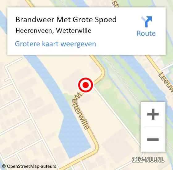 Locatie op kaart van de 112 melding: Brandweer Met Grote Spoed Naar Heerenveen, Wetterwille op 29 mei 2023 19:06