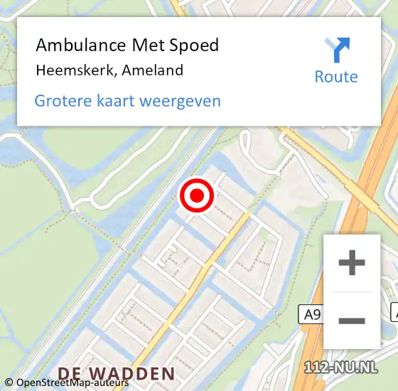 Locatie op kaart van de 112 melding: Ambulance Met Spoed Naar Heemskerk, Ameland op 29 mei 2023 19:10