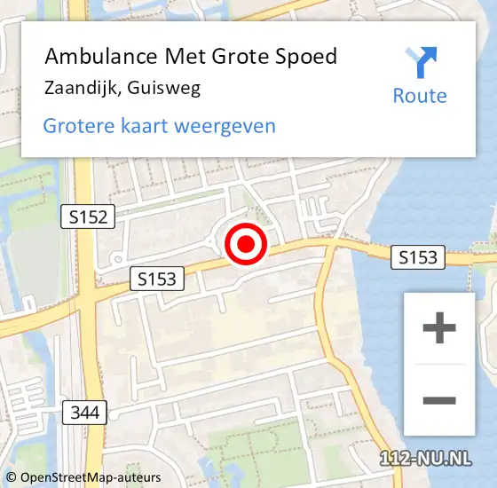 Locatie op kaart van de 112 melding: Ambulance Met Grote Spoed Naar Zaandijk, Guisweg op 29 mei 2023 19:13