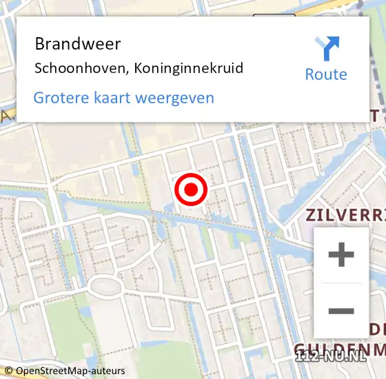 Locatie op kaart van de 112 melding: Brandweer Schoonhoven, Koninginnekruid op 29 mei 2023 19:13