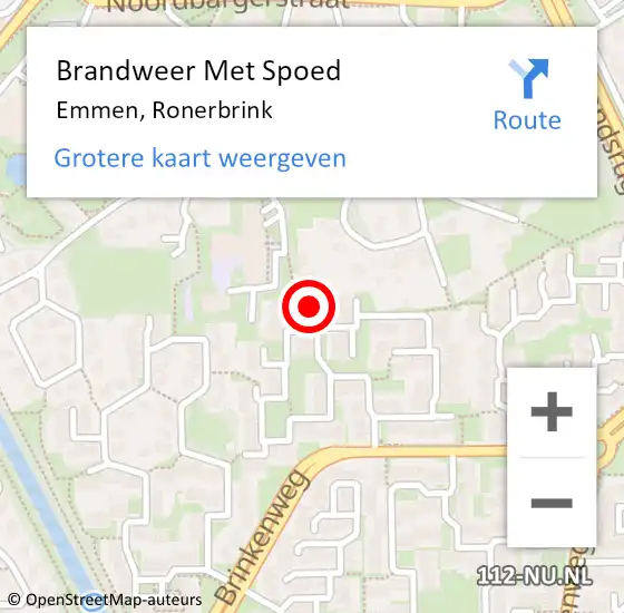 Locatie op kaart van de 112 melding: Brandweer Met Spoed Naar Emmen, Ronerbrink op 29 mei 2023 19:55