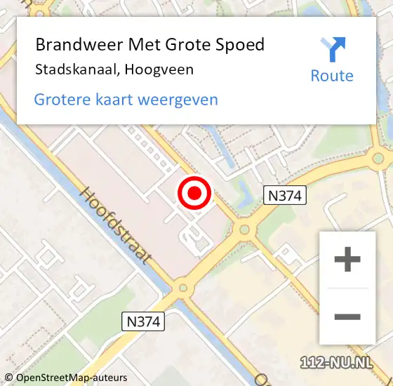 Locatie op kaart van de 112 melding: Brandweer Met Grote Spoed Naar Stadskanaal, Hoogveen op 29 mei 2023 20:20