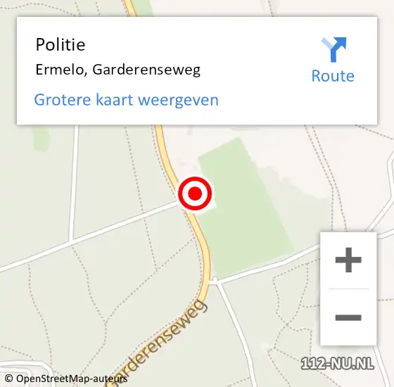 Locatie op kaart van de 112 melding: Politie Ermelo, Garderenseweg op 29 mei 2023 20:32