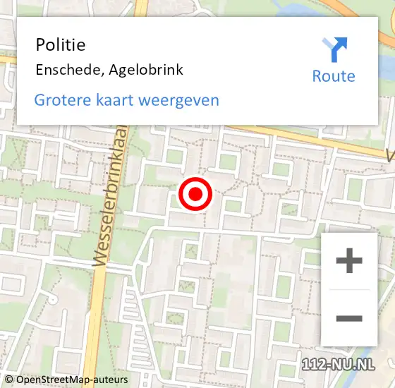 Locatie op kaart van de 112 melding: Politie Enschede, Agelobrink op 29 mei 2023 20:35