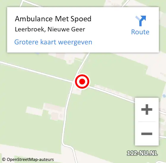 Locatie op kaart van de 112 melding: Ambulance Met Spoed Naar Leerbroek, Nieuwe Geer op 27 augustus 2014 08:54