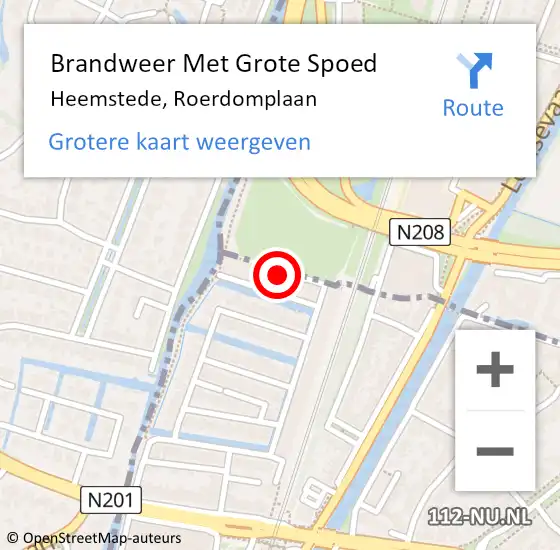 Locatie op kaart van de 112 melding: Brandweer Met Grote Spoed Naar Heemstede, Roerdomplaan op 29 mei 2023 21:20