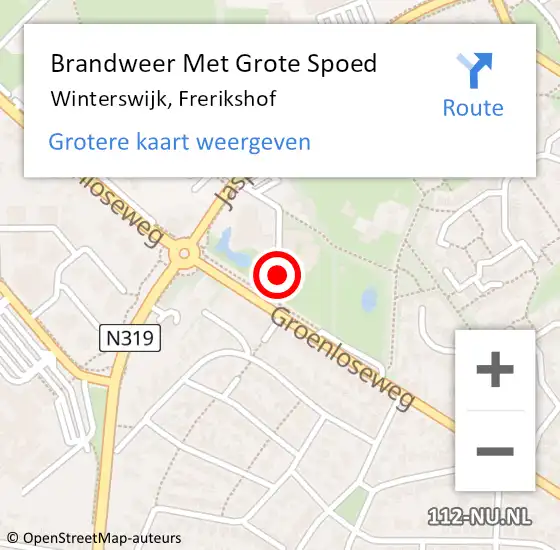 Locatie op kaart van de 112 melding: Brandweer Met Grote Spoed Naar Winterswijk, Frerikshof op 29 mei 2023 21:35