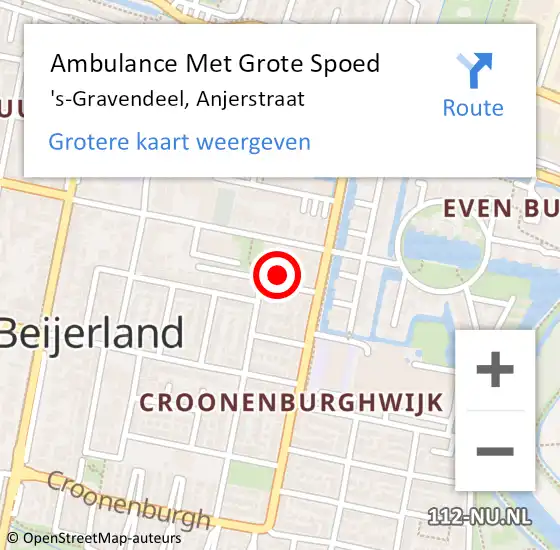 Locatie op kaart van de 112 melding: Ambulance Met Grote Spoed Naar 's-Gravendeel, Anjerstraat op 29 mei 2023 21:43