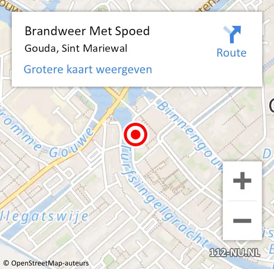 Locatie op kaart van de 112 melding: Brandweer Met Spoed Naar Gouda, Sint Mariewal op 29 mei 2023 22:05