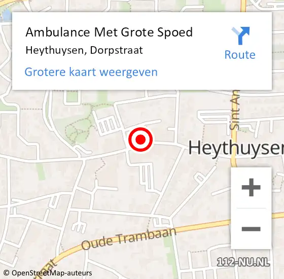 Locatie op kaart van de 112 melding: Ambulance Met Grote Spoed Naar Heythuysen, Dorpstraat op 29 mei 2023 22:24