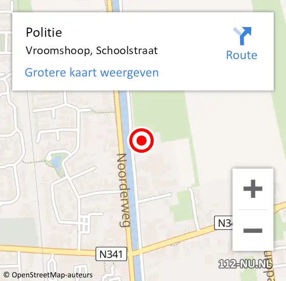 Locatie op kaart van de 112 melding: Politie Vroomshoop, Schoolstraat op 29 mei 2023 22:44