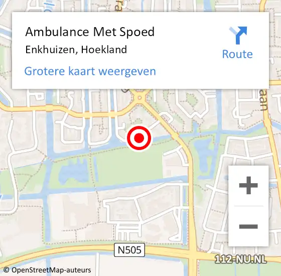 Locatie op kaart van de 112 melding: Ambulance Met Spoed Naar Enkhuizen, Hoekland op 29 mei 2023 23:02