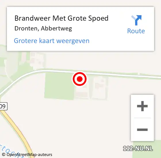 Locatie op kaart van de 112 melding: Brandweer Met Grote Spoed Naar Dronten, Abbertweg op 29 mei 2023 23:08