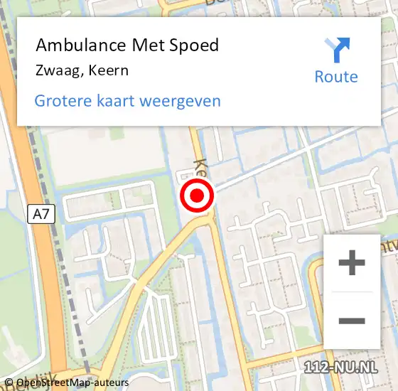 Locatie op kaart van de 112 melding: Ambulance Met Spoed Naar Zwaag, Keern op 29 mei 2023 23:44