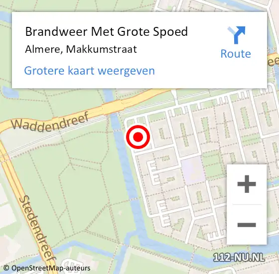 Locatie op kaart van de 112 melding: Brandweer Met Grote Spoed Naar Almere, Makkumstraat op 30 mei 2023 00:02