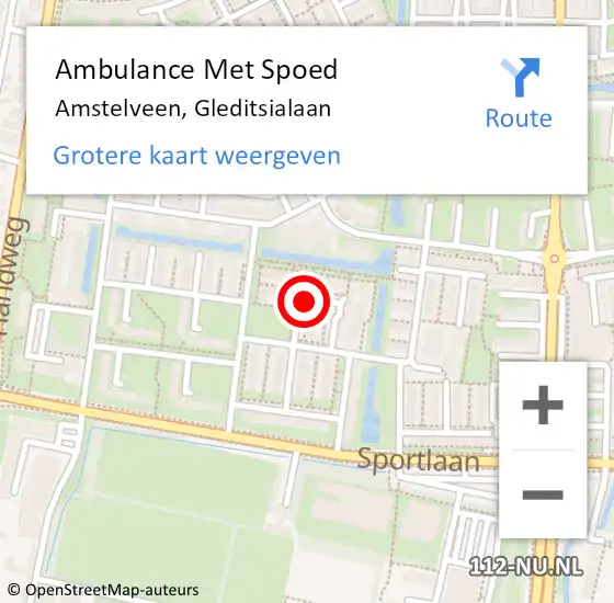 Locatie op kaart van de 112 melding: Ambulance Met Spoed Naar Amstelveen, Gleditsialaan op 30 mei 2023 00:20