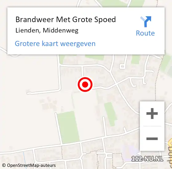 Locatie op kaart van de 112 melding: Brandweer Met Grote Spoed Naar Lienden, Middenweg op 30 mei 2023 01:32