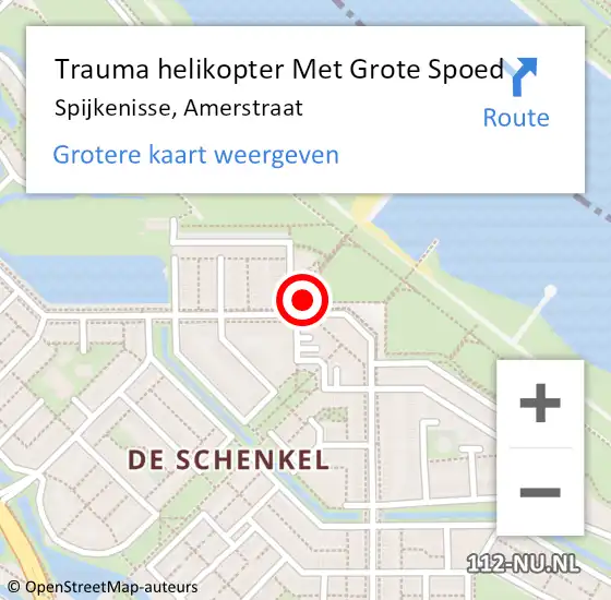 Locatie op kaart van de 112 melding: Trauma helikopter Met Grote Spoed Naar Spijkenisse, Amerstraat op 30 mei 2023 01:37