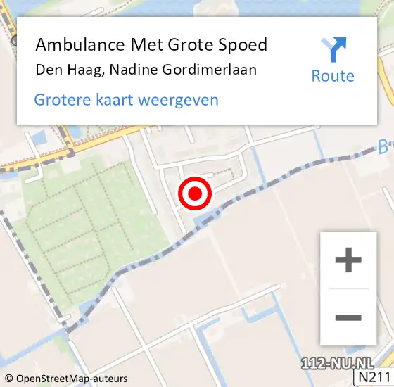 Locatie op kaart van de 112 melding: Ambulance Met Grote Spoed Naar Den Haag, Nadine Gordimerlaan op 30 mei 2023 01:43