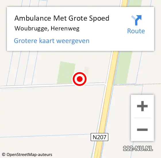 Locatie op kaart van de 112 melding: Ambulance Met Grote Spoed Naar Woubrugge, Herenweg op 30 mei 2023 02:02
