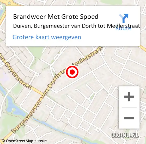 Locatie op kaart van de 112 melding: Brandweer Met Grote Spoed Naar Duiven, Burgemeester van Dorth tot Medlerstraat op 30 mei 2023 02:50