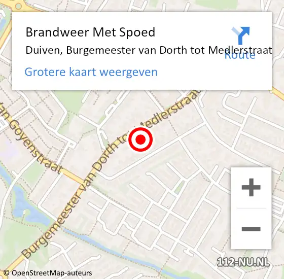 Locatie op kaart van de 112 melding: Brandweer Met Spoed Naar Duiven, Burgemeester van Dorth tot Medlerstraat op 30 mei 2023 03:20