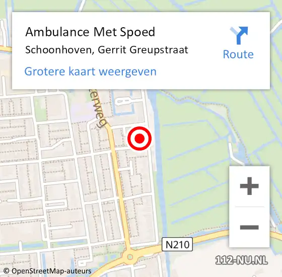 Locatie op kaart van de 112 melding: Ambulance Met Spoed Naar Schoonhoven, Gerrit Greupstraat op 30 mei 2023 05:41