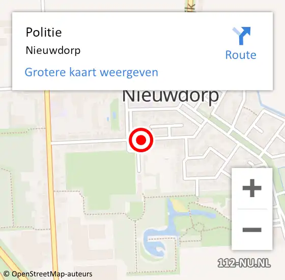 Locatie op kaart van de 112 melding: Politie Nieuwdorp op 30 mei 2023 05:49