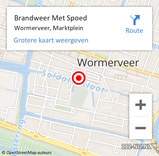 Locatie op kaart van de 112 melding: Brandweer Met Spoed Naar Wormerveer, Marktplein op 30 mei 2023 07:01