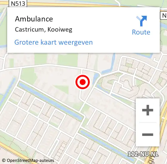 Locatie op kaart van de 112 melding: Ambulance Castricum, Kooiweg op 30 mei 2023 07:10