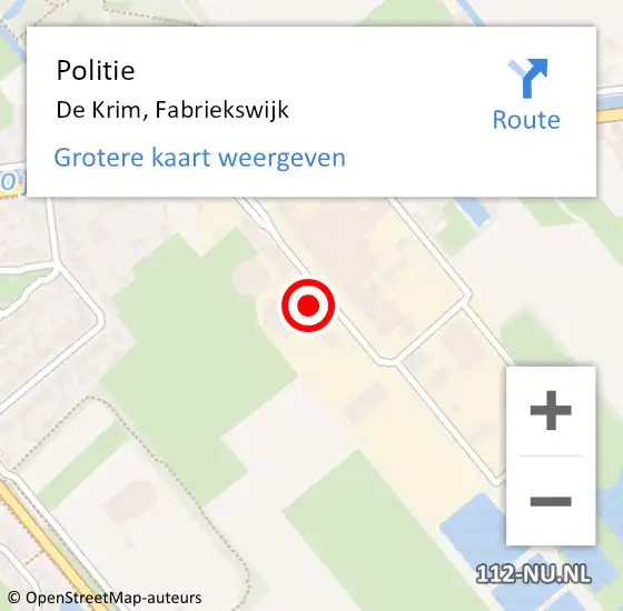 Locatie op kaart van de 112 melding: Politie De Krim, Fabriekswijk op 30 mei 2023 07:38