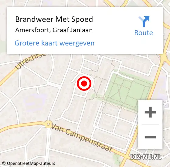Locatie op kaart van de 112 melding: Brandweer Met Spoed Naar Amersfoort, Graaf Janlaan op 30 mei 2023 07:42