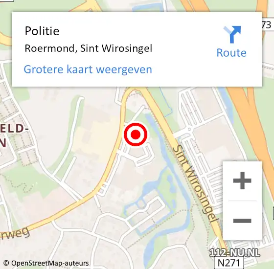 Locatie op kaart van de 112 melding: Politie Roermond, Sint Wirosingel op 30 mei 2023 07:53