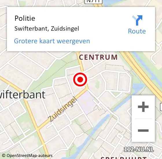 Locatie op kaart van de 112 melding: Politie Swifterbant, Zuidsingel op 30 mei 2023 08:35