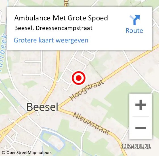 Locatie op kaart van de 112 melding: Ambulance Met Grote Spoed Naar Beesel, Dreessencampstraat op 30 mei 2023 08:36