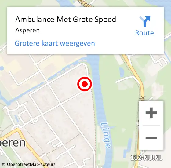 Locatie op kaart van de 112 melding: Ambulance Met Grote Spoed Naar Asperen op 30 mei 2023 08:48