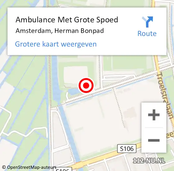 Locatie op kaart van de 112 melding: Ambulance Met Grote Spoed Naar Amsterdam, Herman Bonpad op 30 mei 2023 08:52