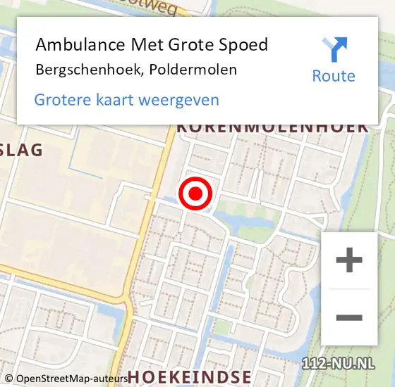 Locatie op kaart van de 112 melding: Ambulance Met Grote Spoed Naar Bergschenhoek, Poldermolen op 30 mei 2023 09:40