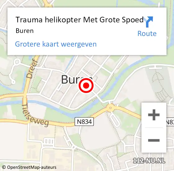 Locatie op kaart van de 112 melding: Trauma helikopter Met Grote Spoed Naar Buren op 30 mei 2023 09:52