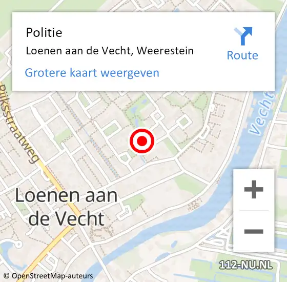 Locatie op kaart van de 112 melding: Politie Loenen aan de Vecht, Weerestein op 30 mei 2023 09:59