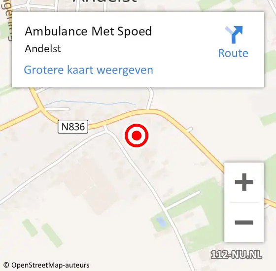 Locatie op kaart van de 112 melding: Ambulance Met Spoed Naar Andelst op 30 mei 2023 10:32