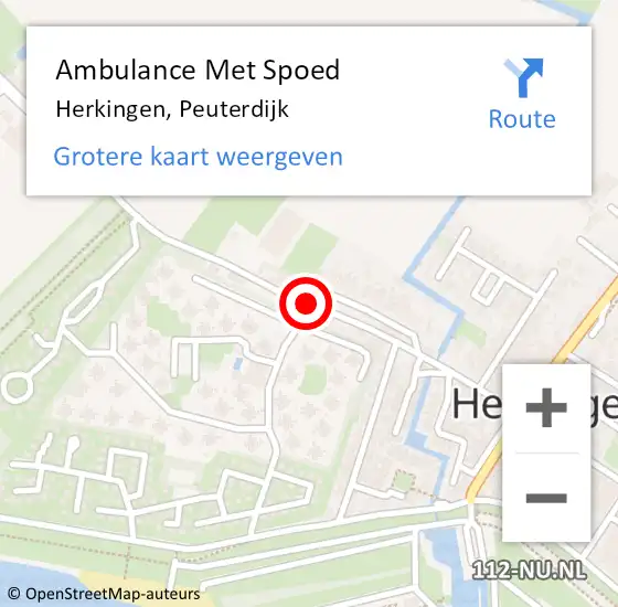 Locatie op kaart van de 112 melding: Ambulance Met Spoed Naar Herkingen, Peuterdijk op 27 augustus 2014 09:40