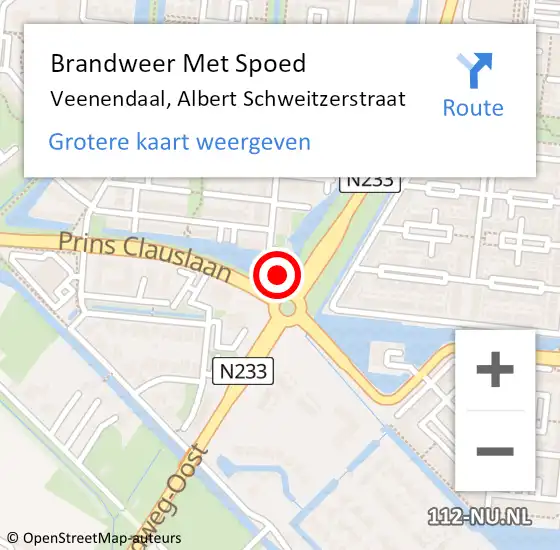 Locatie op kaart van de 112 melding: Brandweer Met Spoed Naar Veenendaal, Albert Schweitzerstraat op 30 mei 2023 10:57