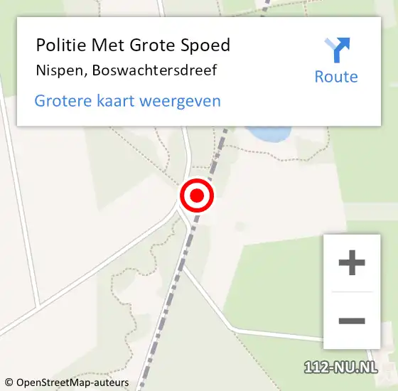 Locatie op kaart van de 112 melding: Politie Met Grote Spoed Naar Nispen, Boswachtersdreef op 30 mei 2023 10:59