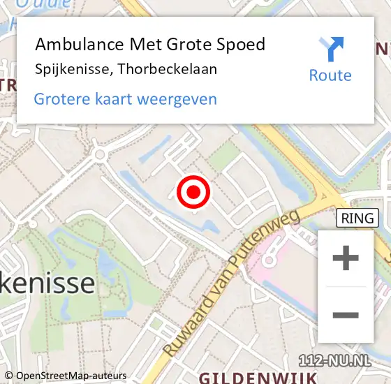 Locatie op kaart van de 112 melding: Ambulance Met Grote Spoed Naar Spijkenisse, Thorbeckelaan op 30 mei 2023 11:16