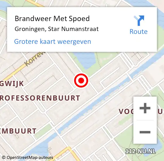 Locatie op kaart van de 112 melding: Brandweer Met Spoed Naar Groningen, Star Numanstraat op 30 mei 2023 11:39