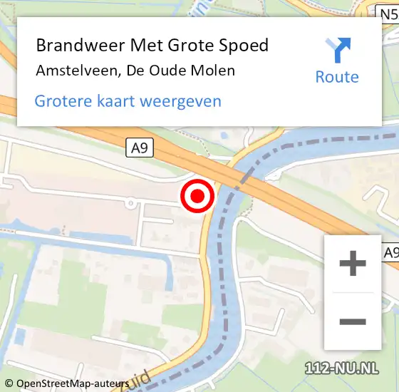 Locatie op kaart van de 112 melding: Brandweer Met Grote Spoed Naar Amstelveen, De Oude Molen op 30 mei 2023 11:49